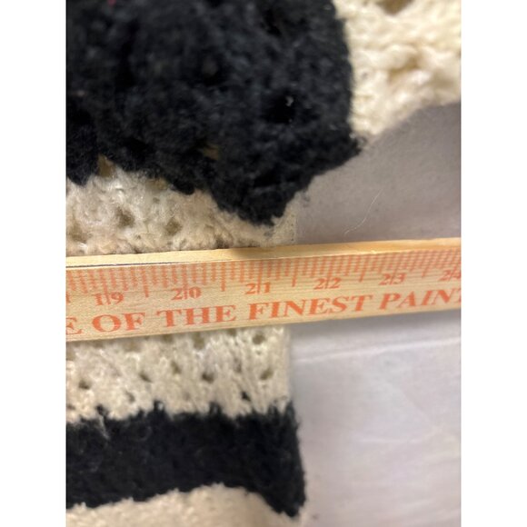 Joan Vass Studio Womens Open Knit Sweater With Black Stripes L Acrylic & Wool Bl - Picture 5 of 10
